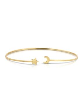 NWT Lucky Feather Connection Gold Dipped Cuff Bracelet Moon Stars Sparkle & Glow
